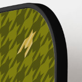 Raquette De Pickleball Olive avec Houndstooth or Accent (Détail gauche)