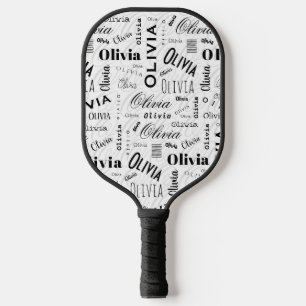 Raquette De Pickleball Olivia Nom Personnalisé Noir Blanc