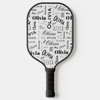 Raquette De Pickleball Olivia Nom Personnalisé Noir Blanc