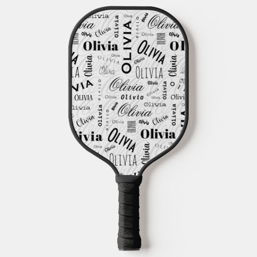 Raquette De Pickleball Olivia Nom Personnalisé Noir Blanc (Recto)