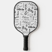 Raquette De Pickleball Olivia Nom Personnalisé Noir Blanc (Verso)