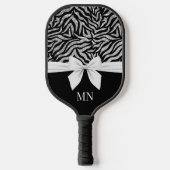 Raquette De Pickleball Ombre Parties scintillant Zebra White Bow Monogram (Recto)