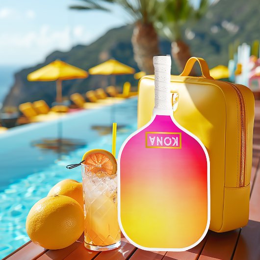 Raquette De Pickleball Ombre Tropical cool et tendance rose et jaune