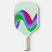 Raquette De Pickleball Ondes bleu néon, rouge et vert sur bleu (Recto)
