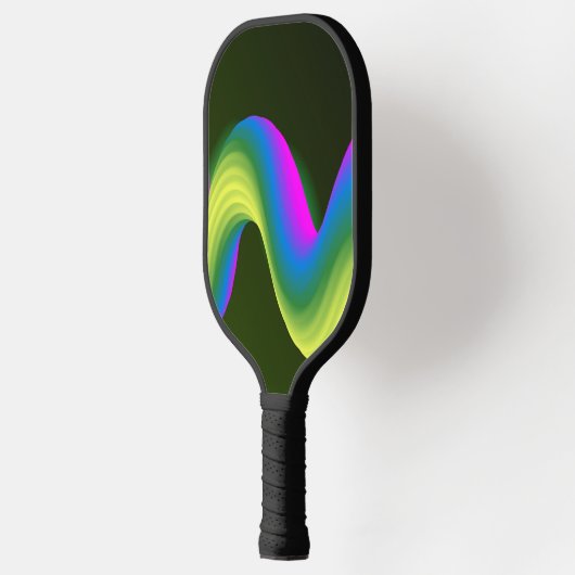 Raquette De Pickleball Ondes rose néon, bleu et vert sur vert (Gauche)