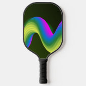 Raquette De Pickleball Ondes rose néon, bleu et vert sur vert (Recto)