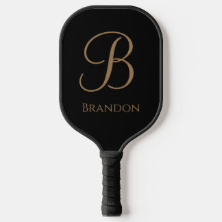 Raquette De Pickleball Or Noir Nom Personnalisé et Monogramme