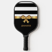 Raquette De Pickleball Or personnalisé, noir gras rayures doré BOW (Verso)