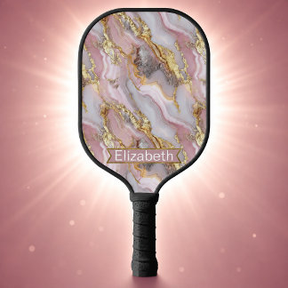 Raquette De Pickleball Or rose gold personnalisé motif agate