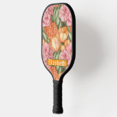 Raquette De Pickleball Orange and Pink Tulip Flowers Personalized (Gauche)