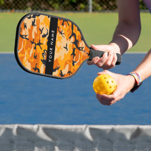 Raquette De Pickleball Orange Camouflage Votre nom Personnalisez