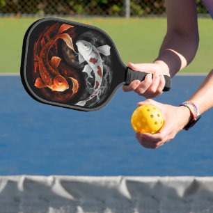 Raquette De Pickleball Orange Et Blanc Lucky Koi Poisson Japon Art