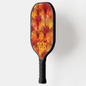 Raquette De Pickleball Orange Jaune Teinture Coeurs Monogramme (Gauche)