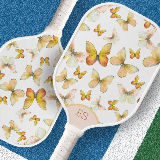 Raquette de pickleball orange papillon mignonne