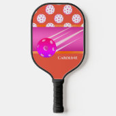 Raquette De Pickleball Orange personnalisé et rose chaud (Recto)