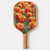 Raquette De Pickleball Orange Tulip Blooms avec Nom Floral (Recto)