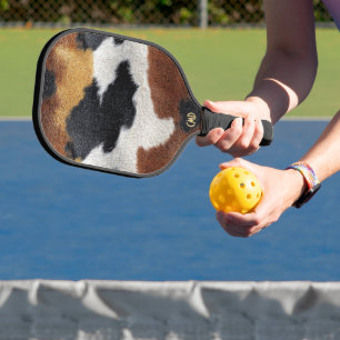 Raquette De Pickleball Oreiller décoratif à texture de cuir de vache marr