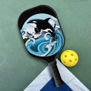 Raquette De Pickleball Orque majestueux baleine tueuse vagues bleues océa