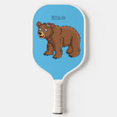 Raquette De Pickleball Ours mignon avec dessin animé sur les fleurs (Verso)