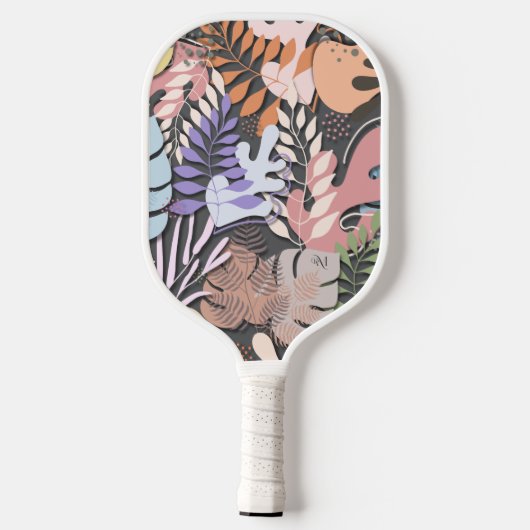 Raquette De Pickleball Paddle Pickleball : Feuilles bio (rose/gris) (Verso)