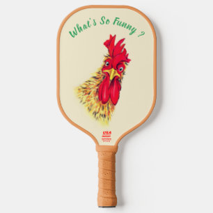 Raquette De Pickleball Pagaie à bascule à coq drôle - Texte personnalisé