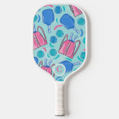 Raquette De Pickleball Pagaie à bascule et boules Monogramme bleu (Recto)