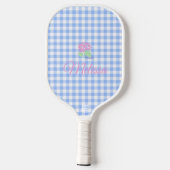 Raquette De Pickleball pagaie bleu clair en vichy pickleball avec nom (Verso)