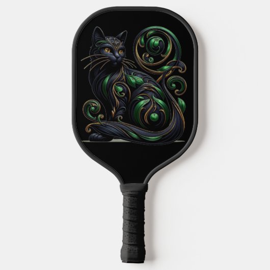 Raquette De Pickleball Pagaie de Pickleball en Chat Noir Art Nouveau (Verso)