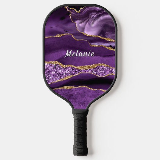 Raquette De Pickleball Pagaie de Pickleball en or violet avec nom personn (Recto)