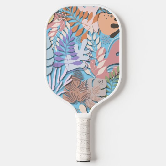 Raquette De Pickleball Pagaie de Pickleball : Feuille bio (bleu/jaune) (Recto)