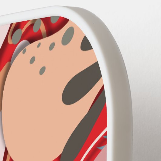 Raquette De Pickleball Pagaie de Pickleball : Feuille bio (rouge/noir) (Détail gauche)