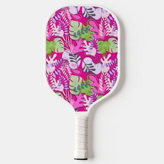 Raquette De Pickleball Pagaie de Pickleball : Feuilles Abstraits (bleu/fu (Verso)
