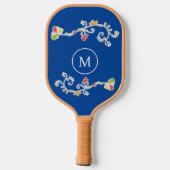 Raquette De Pickleball Pagaie de Pickleball Monogrammé Floral Peint (Verso)