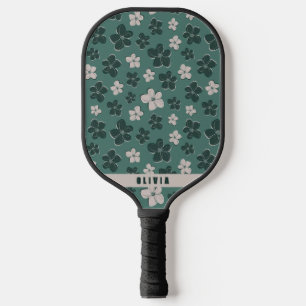 Raquette De Pickleball Pagaie de Pickleball Turquoise à motif floral rétr