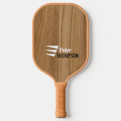 Raquette De Pickleball Pagaie en bois rustique avec nom (Recto)