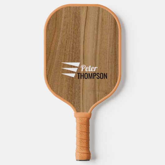 Raquette De Pickleball Pagaie en bois rustique avec nom (Recto)