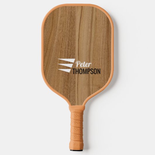 Raquette De Pickleball Pagaie en bois rustique avec nom (Verso)