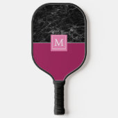 Raquette De Pickleball Pagaie Monogramme en marbre noir (Recto)