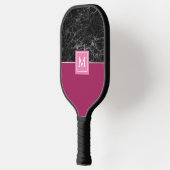 Raquette De Pickleball Pagaie Monogramme en marbre noir (Gauche)