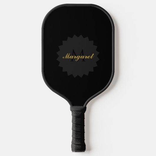 Raquette De Pickleball Pagaie noire avec nom et initiale (Recto)