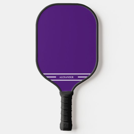 Raquette De Pickleball Pagaie violette et blanche avec nom (Verso)