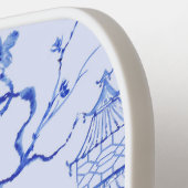 Raquette De Pickleball Pagode de la Chinoiserie Bleue & Blanc (Détail gauche)