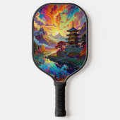 Raquette De Pickleball Pagode et paysage coloré (Recto)