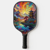 Raquette De Pickleball Pagode et paysage coloré (Verso)