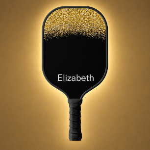 Raquette De Pickleball Pailleté Doré Strass Personnalisé
