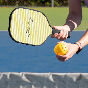 Raquette De Pickleball Pale Gold et White Stripes par Shirley Taylor