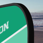 Raquette De Pickleball Palm Tree Silhouette Tropical Green Monogram