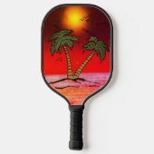 Raquette De Pickleball Palm Trees Beach Blue, (Verso)