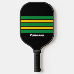 Raquette De Pickleball Palme Tropicale Rétro à travers des Rayures avec N
