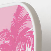 Raquette De Pickleball Palmiers blancs roses rétro Tropical (Détail gauche)
